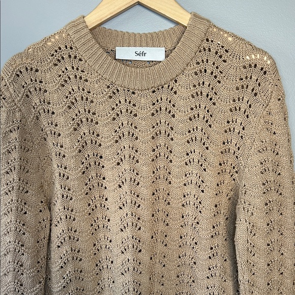 Sefr Leth Waffle Knit Sweater Caramel Tan Size XS Oversized - Picture 3 of 7